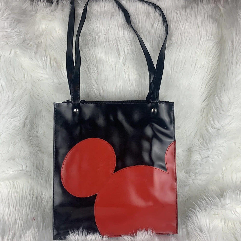 Original Walt Disney World  Black Tote Bag with Red Mickey Icon Ears Vinyl